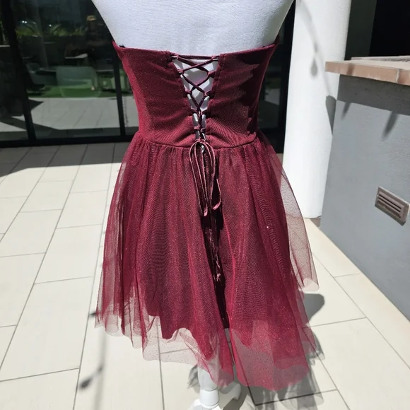 🆑️ SPEECHLESS Fit Flare Dress | Strapless Tube Floral Lace Sweetheart M - Picture 7 of 17